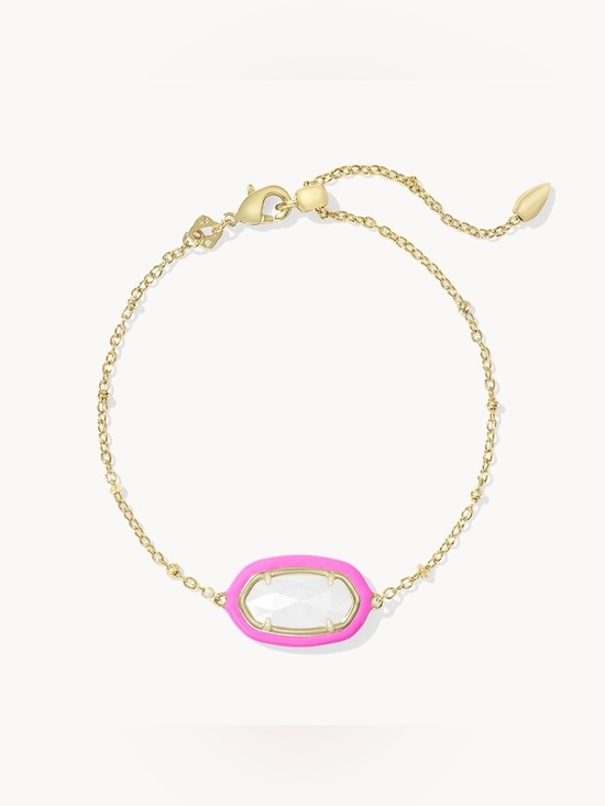 Kendra Scott Jewelry - NWT Kendra Scott Enamel Framed Delicate Chain Link Bracelet, Pink, Ivory Mother